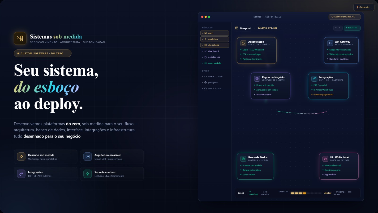 Engenharia de software + IA aplicada — preview do produto